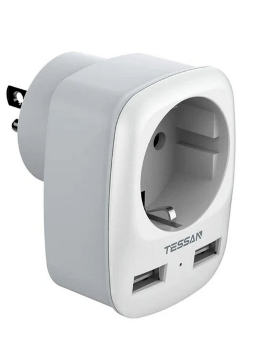 TESSAN Europe to US Plug Adapter with AC Outlet and 2 USB Ports
